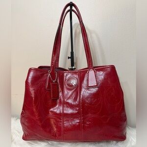Coach Cherry Red Leather Tote#NWOT